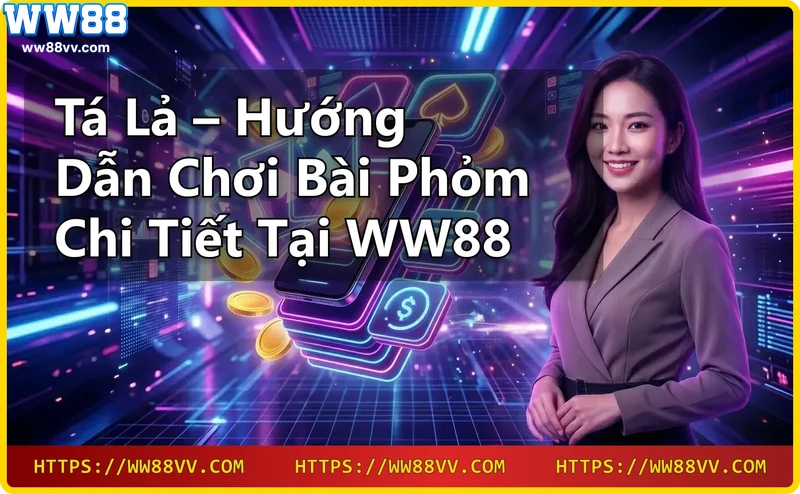 Hình ảnh minh họa Tá Lả - bộ bài phỏm trên bàn chơi với điện thoại