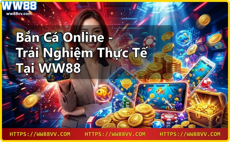 Người chơi đang trải nghiệm bắn cá online tại WW88 với giao diện game sống động