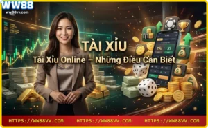 Điện thoại hiển thị giao diện tài xỉu online với xúc xắc và chips