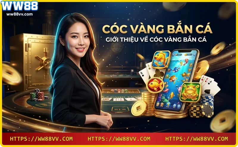 Hình ảnh game cóc vàng bắn cá với chú cóc vàng và đàn cá nhiều màu sắc trong đại dương